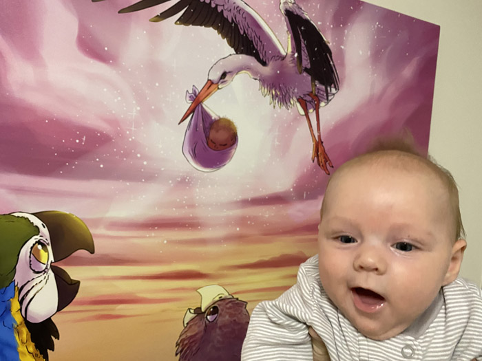 Baby with Parrot Painting